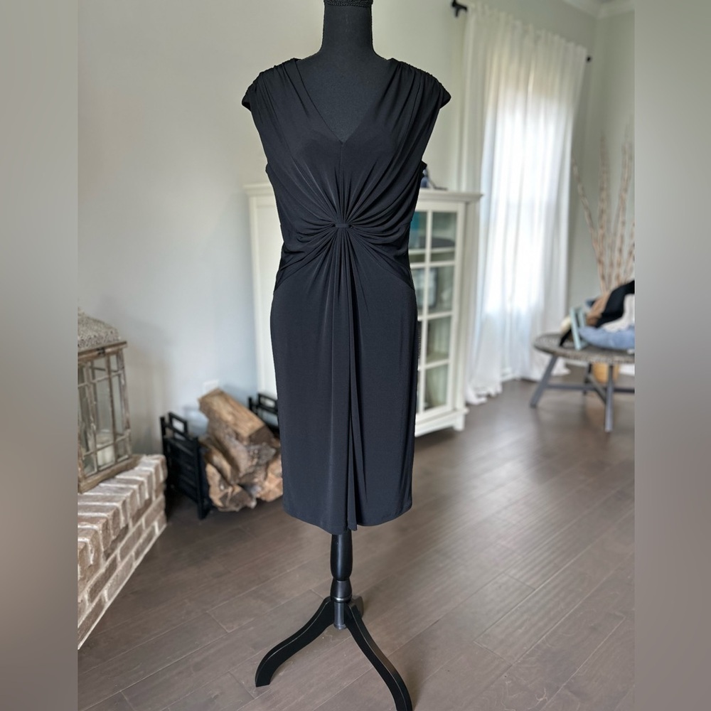 MARVIN RICHARDS Women's Black V Neck Polyester Cocktail Career Dress Size 10 - Picture 12 of 12